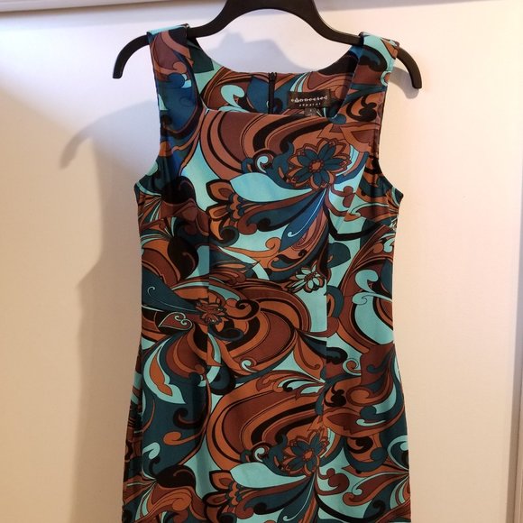 Connected Apparel Womens Brown and Blue Dress Size 8 - Picture 3 of 5